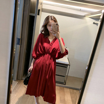 2021 new pregnant women summer clothes snow spinning dress fashion V collar bat sleeves Thin Temperament Midsleeve Summer Long Dress