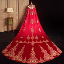 Xiuhe clothing 2021 New shawl big tailed bride Chinese wedding long cloak phoenix crown wedding dress