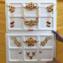 Chinese bride golden phoenix crown headdress ancient costume headdress show kimono dragon and phoenix gown accessories ancient costume Hanfu back hair comb