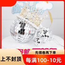 Cake decoration Mirror ball Reflective ball Cake decoration bar laser ball Birthday party dress up glass ball