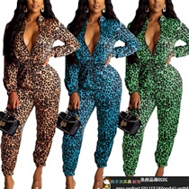 2019 Printed BAO WEN jumpsuit women fashion women sexy leopard jumpsuit