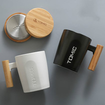 KM Fashion personality trend mug with lid spoon personality creative couple ceramic cup a pair of coffee cups water Cup