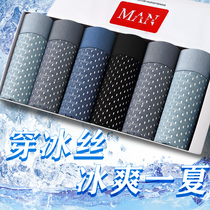 Ice silk mens underwear mens boxers incognito cotton crotch boxer shorts head large size sex confusion summer thin section