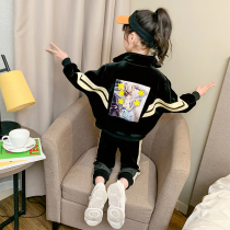 Korean girls autumn suit 2021 new large children fashionable Net Red foreign air spring autumn two-piece set tide