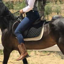 New Western cowboy boots Wild womens boots cowhide sleeve knight motorcycle boots Vintage mid-barrel small square head riding boots