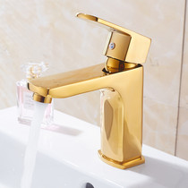 European-style all-copper gold bathroom washbasin faucet Bathroom basin washbasin hot and cold water faucet single hole household