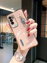 opporeno6pro ten mobile phone shell new lady High-end Tide Card Net Red Anti-Fall Full Bag Silicone Gel 2021 Tide Molds Soft Shell 0pporeno6 Electroplating Creative Rabbit protective sleeve curved surface