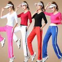  Square dance clothing aerobics suit autumn and winter long-sleeved sports fitness dance group performance ghost dance clothing