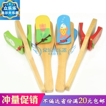 Orff percussion instrument long handle hand beat kindergarten baby handle racket solid wood sound board dance board clap