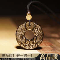 Lucky jin yao shi brave pendant double brave obsidian pendant lucky to ward off evil spirits and necklace amulet peace buckle