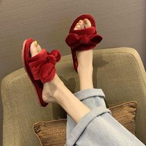  High-end l wedding spring and autumn slippers couple European-style simple pair winter bride red indoor wedding newlywed festive