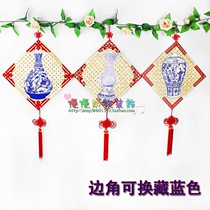 Kindergarten Chinese style DIY creative classroom corridor hanging non-woven corner decoration green vase bamboo vase bamboo hanging decoration