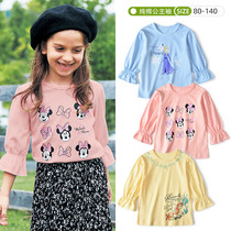 Spring Summer Girls pure cotton 70% sleeves T-shirt female Chinese Hooded Sweatshirt Princess Sleeve Blouse With Cartoon Children 90-140 yards