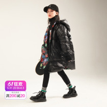 Rain Star Rain Girl Girls down clothes mid-length 2021 new CUHK Scout 90 white duck suede winter two-faced wearing jacket