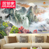 Home Butler Chinese painting mountain river landscape painting background wall Fuchun mountain residence map large seamless mural custom wall cloth