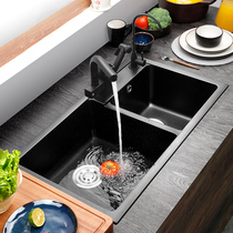 Alori quartz stone sink Kitchen sink Large double groove Granite Set Table basin Dish sink