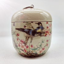 Qingtong cure powder Pink Delight with Bronze Ring Lid Pot Tea Leaves Jar Ancient Play Antique Antique Porcelain Stock Old Objects