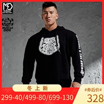 Muscle dog delicate baby cotton Tide brand hand-painted loose short sports fitness jumper hooded sweater men