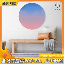  Yayoi Chi original sunset gradient round decorative painting Modern simple Nordic ins moon living room dining room hanging painting