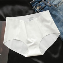 Pure white underwear lady without trace ice wire summer thin one slice simple middle waist girl triangle shorts