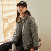 omont egg tart home retro loose fur collar short down jacket woman winter design sensation little subthickening jacket