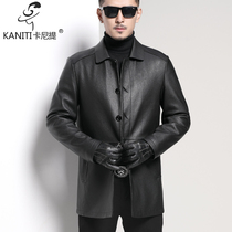 Kaniti high quality first layer deerskin mens lapel single leather casual coat Leather leather business slim leather jacket