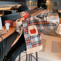 Net red Lamb hair plaid woolen coat women 2021 new winter Korean version loose student short small man