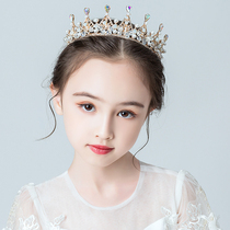 Girls crown crystal Korean version Hair Hoop Children Crown Headwear Princess Kid Birthday Walk Show Flowers Children Show Hair Accessories