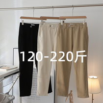 2022 spring autumn new big code women pants casual pants woman fat younger sister 200 catty high waist straight cylinder loose display slim pants