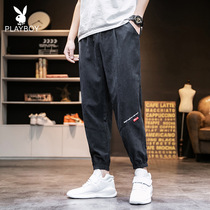 Playboy pants mens Korean version of the trend autumn trousers trend brand leggings 2021 new drooping casual pants