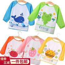  Baby eating blouse autumn and winter thin boys and girls bib waterproof baby anti-dressing childrens painting apron protective clothing