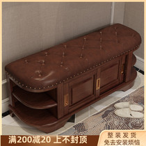 American solid wood round changing shoes stool Home entrance light extravagant and sitting style shoes stool multifunction containing shoe cabinet