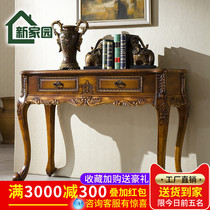 Eurostyle classical solid wood Carved Flowers for the Terrace Hotel Guesthouses Tea Table Living Room Genguan Septage Desk