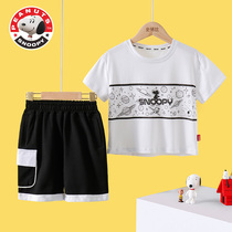 snoopy snoopy childrens clothing childrens short sleeve set baby Summer two-piece 2021 new summer summer tide