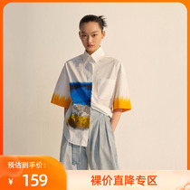 LILY summer new womens dress boyfriend Wind art sensation printed loose pure cotton shirt woman 120240C4194