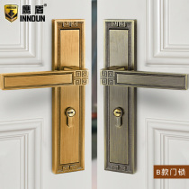 Eagle Shield new Chinese door lock interior bedroom door lock retro antique copper silent door handle solid wood split lock