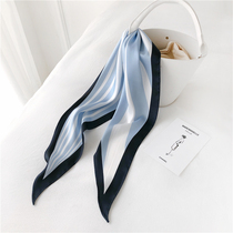 South Korea ins spring and summer autumn style simple style striped small scarf decoration black scarf womens new diamond hair band