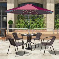 Garden Table And Chairs Three-Five Pieces Outdoor Terrace Iron Art Imitation Vine Chair With Umbrella Patio Balcony Stall Outdoor Leisure Chair