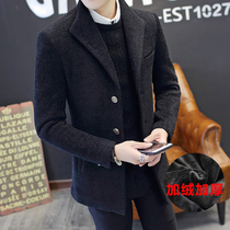 Tide brand 2020 autumn and winter Korean fashion Joker casual plus fluff coat suit Tweed mens coat