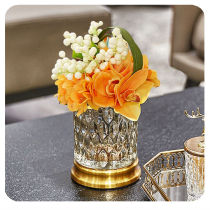 Light luxury geometric metal glass vase home living room coffee table wine cabinet table Nordic orange simulation flower set