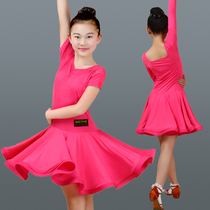  Girls Latin dance skirt Childrens female girls Childrens dance clothing practice competition professional training clothes summer short sleeves