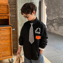 Boys  autumn shirt jacket 2021 new childrens clothing childrens foreign style top spring and autumn Korean version of the casual boy tide