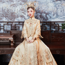 Xiuhe clothing female bride dress 2021 new wedding champagne color Chinese wedding dress Xiuhe wedding dress