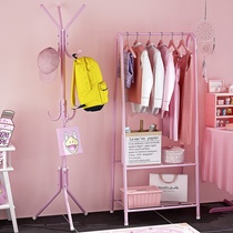 Guest room single and double rod hanger floor bedroom Net Red Girl heart style finishing rack hanging simple bedroom small