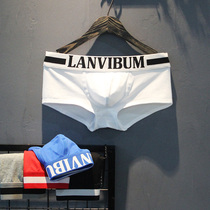 Three large sachets flat corner briefs Mens pure cotton Sexy low waist U Convex Bullet movement Students Four Corner Pants Tide