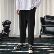  Autumn pants mens falling trousers Korean version of the trend sports casual pants loose nine-point straight pants wide-legged trousers