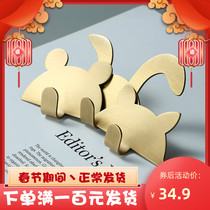 Brass Deco Art Hook Nail Free Punched Viscose Bathroom Kitchen Cute Modern Creative Traceless Hook