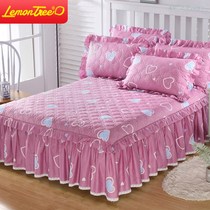Cotton cotton cotton bedspread bed skirt type single piece pure cotton thickened 18 m protective cover dust cover 1 5 m lace sheet sheet