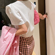 FORNI womens top at large princess white shoulder pad T-shirt 2021 summer new western style simple and sweet