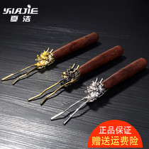 Ebony wooden handle copper iron pot fork Japanese cast iron pot bamboo pot fork old iron pot cover clip tea ceremony spare parts